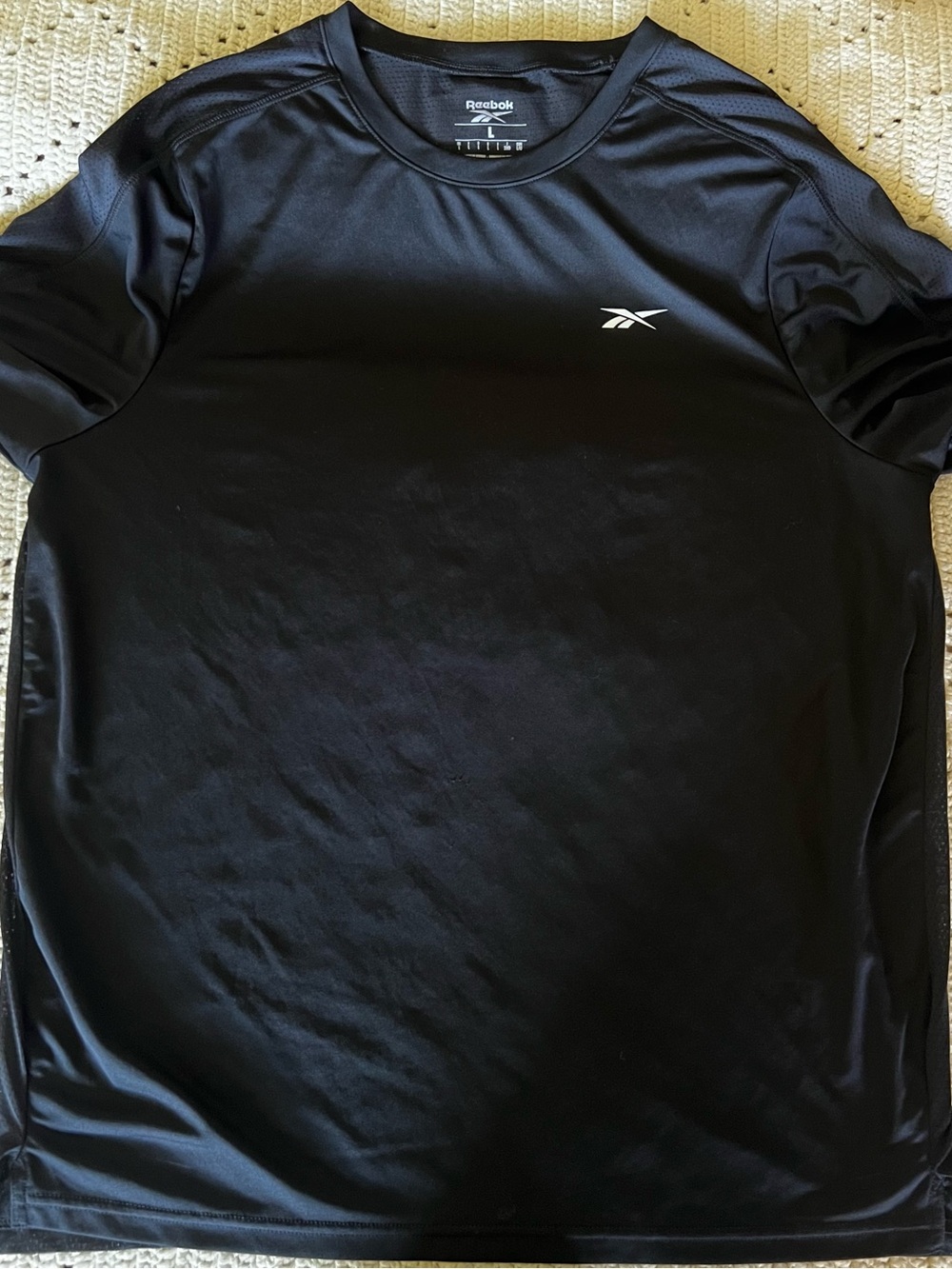 Reebok Men's Black Short Sleeve Performance Tee with White Logo